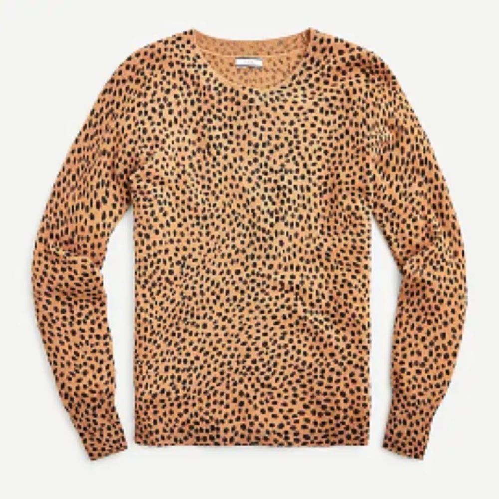 JCrew 100% Cashmere crewneck sweater in leopard dot
